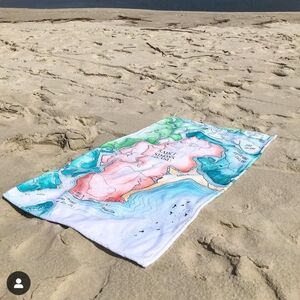 Golden Isle Map Print Beach Towel